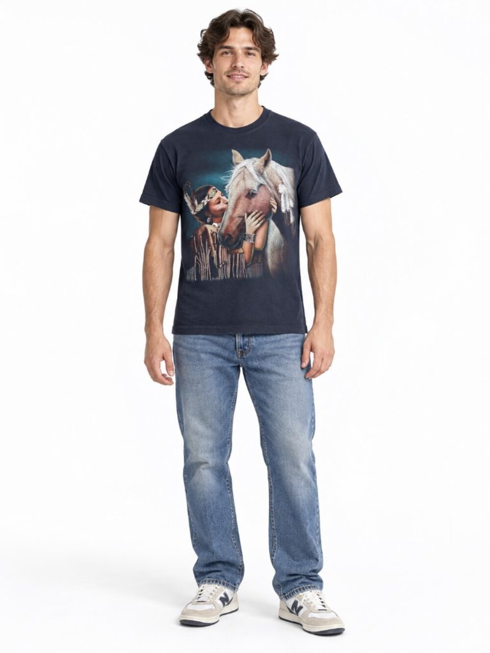 Rock Eagle Double Sided Horse Graphic T-Shirt Men's M Single Stitch